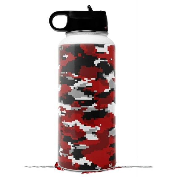 Skin Wrap Decal compatible with Hydro Flask Wide Mouth Bottle 32oz WraptorCamo Digital Camo Red (BOTTLE NOT INCLUDED)