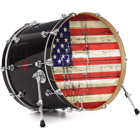 Skin Wrap for 22" Bass Kick Drum Head Painted Faded and Cracked Flag - DRUM HEAD NOT INCLUDED
