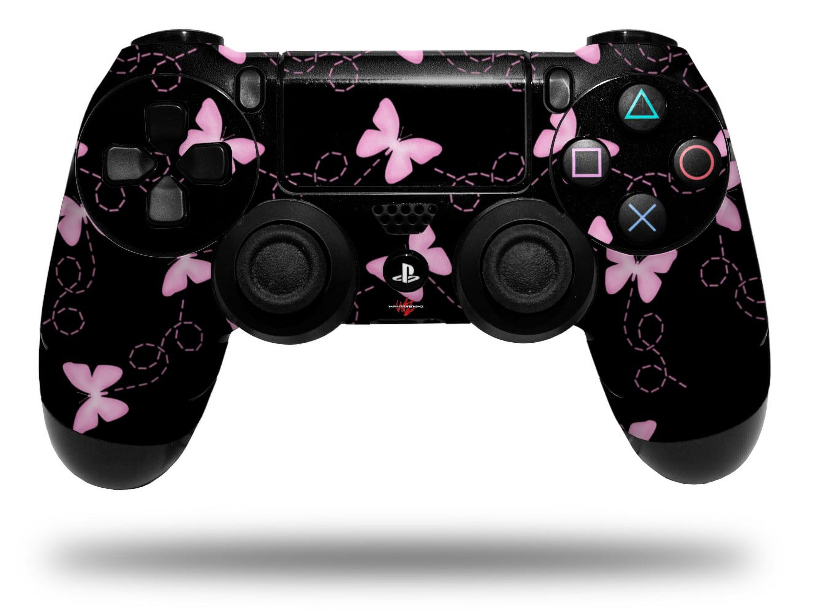 Skin Wrap for Sony PS4 Dualshock Controller Pastel Butterflies Pink on Black (CONTROLLER NOT INCLUDED) - image 1 of 3