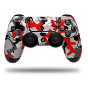 التفاف الجلد لوحدة تحكم سوني PS4 Dualshock مثير فتاة صورة ظلية Camo Red CONTROLLER غير مدرجة