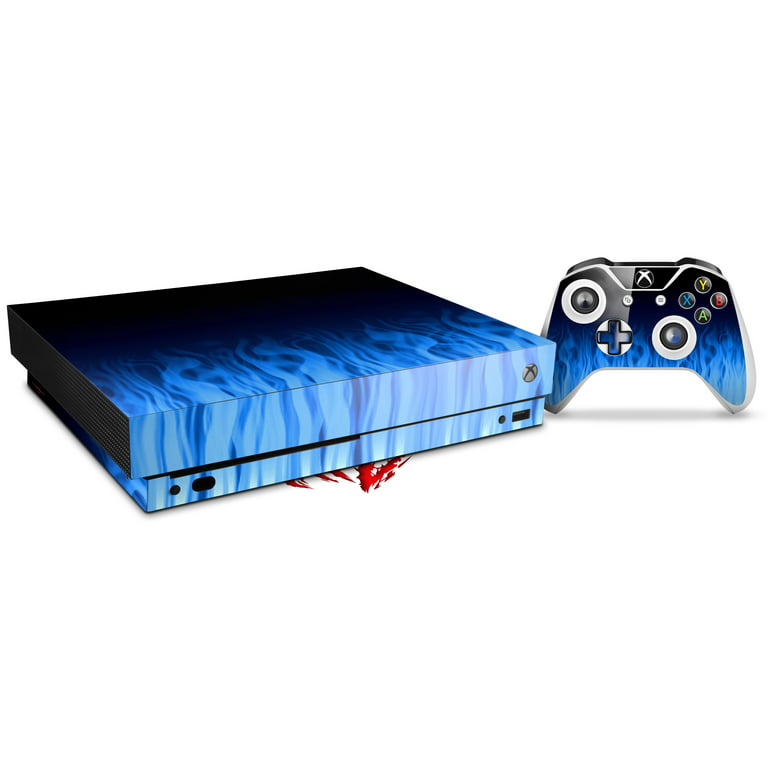 Skin Wrap for XBOX One X Console and Controller Fire Blue
