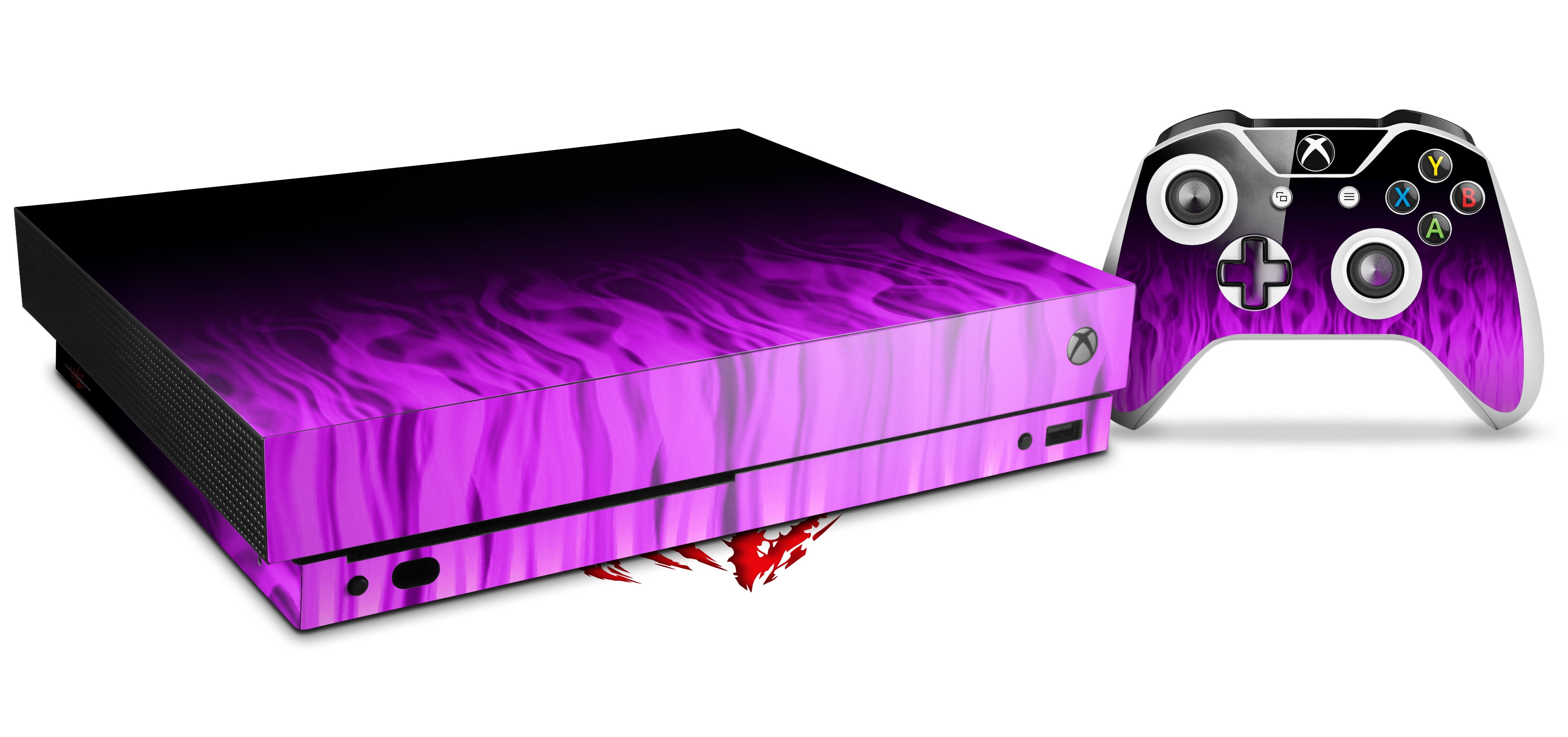Skin Wrap for XBOX One X Console and Controller Fire Purple Walmart