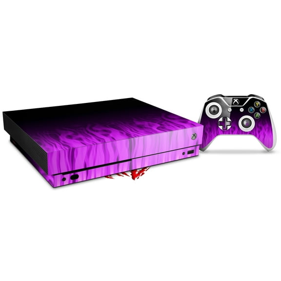 Skin Wrap for XBOX One X Console and Controller Fire Purple