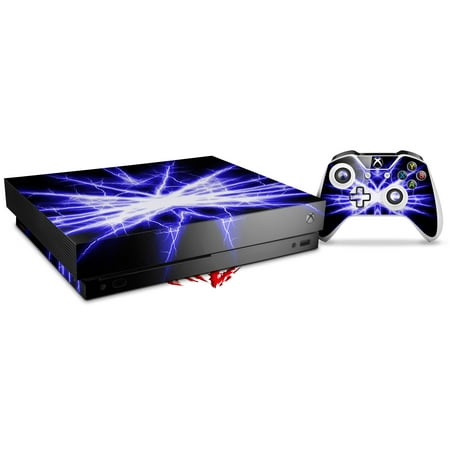 Skin Wrap for XBOX One X Console and Controller Lightning Blue
