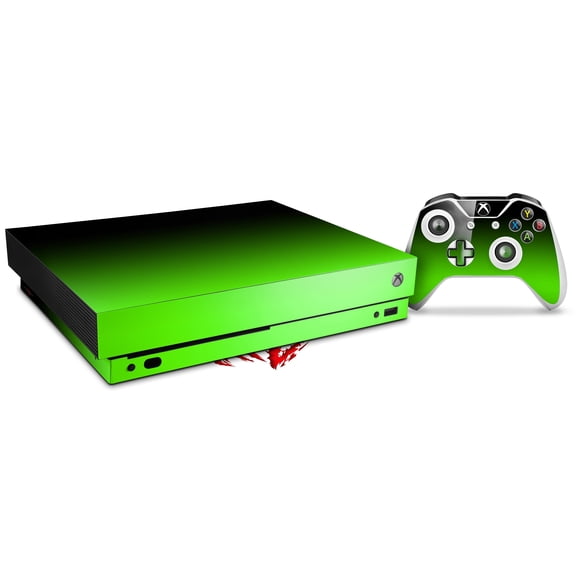 Skin Wrap for XBOX One X Console and Controller Smooth Fades Green Black