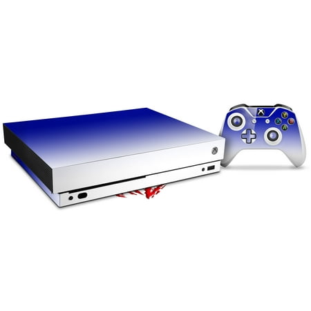 Skin Wrap for XBOX One X Console and Controller Smooth Fades White Blue