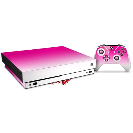 Skin Wrap for XBOX One X Console and Controller Smooth Fades White Hot Pink