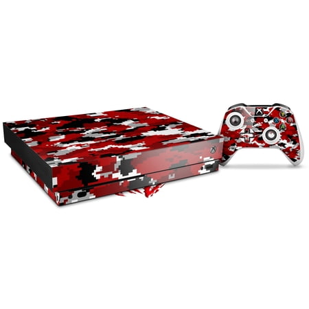 Skin Wrap for XBOX One X Console and Controller WraptorCamo Digital Camo Red