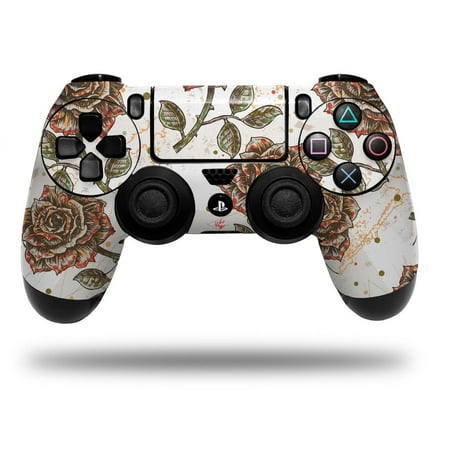 Skin for Sony PS4 Dualshock Controller PlayStation 4 Original Slim and Pro Flowers Pattern Roses 20 (CONTROLLER NOT INCLUDED)