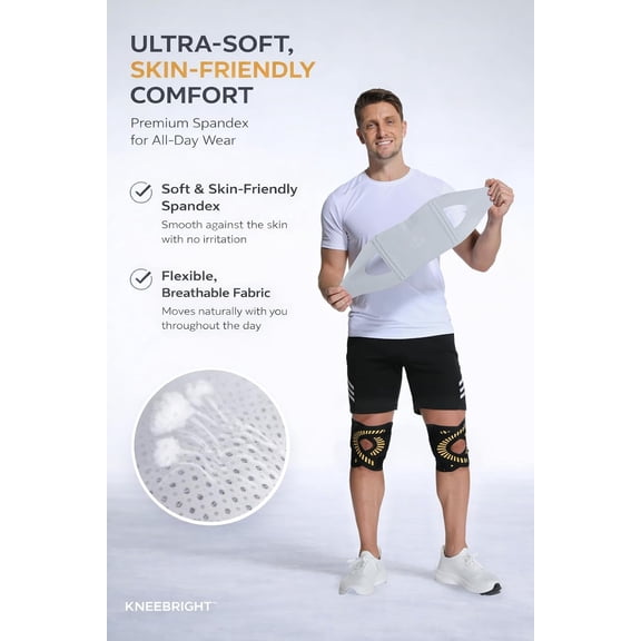 Skin-friendly Compression Knee Brace for Women, Non-slip&Quick-wrap Knee Support for Men, Strong Full Coverage Hinged Braces with Side Stabilizers for Meniscus Tear, Knee Pain, Size L