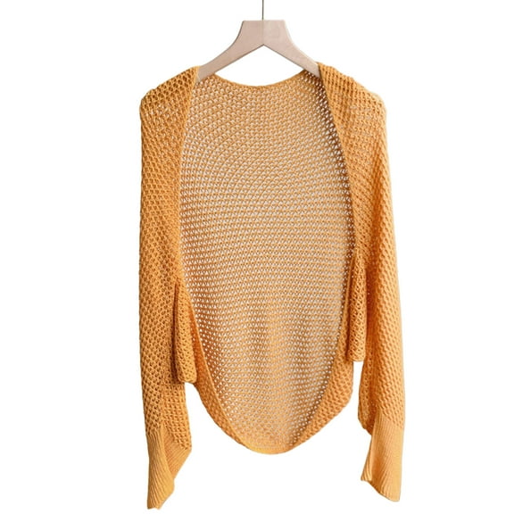 Skin-friendly Solid Color Knitted Cloak for Ladies Spring Lightweight Shawls Beach Sun-proof Short Anti-uv Cape