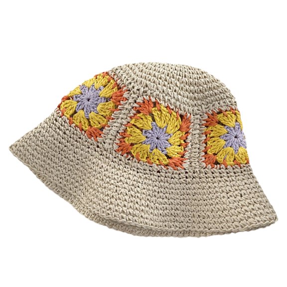 Skin-friendly Wide Brim Spring Bucket Hat Crochet Floral Crochet Fisherman Hats