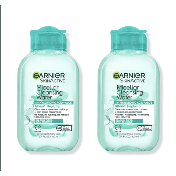 Garnier SkinActive Micellar Replumping Hyaluronic Acid Micellar Water 3.4 oz (2 Pack)