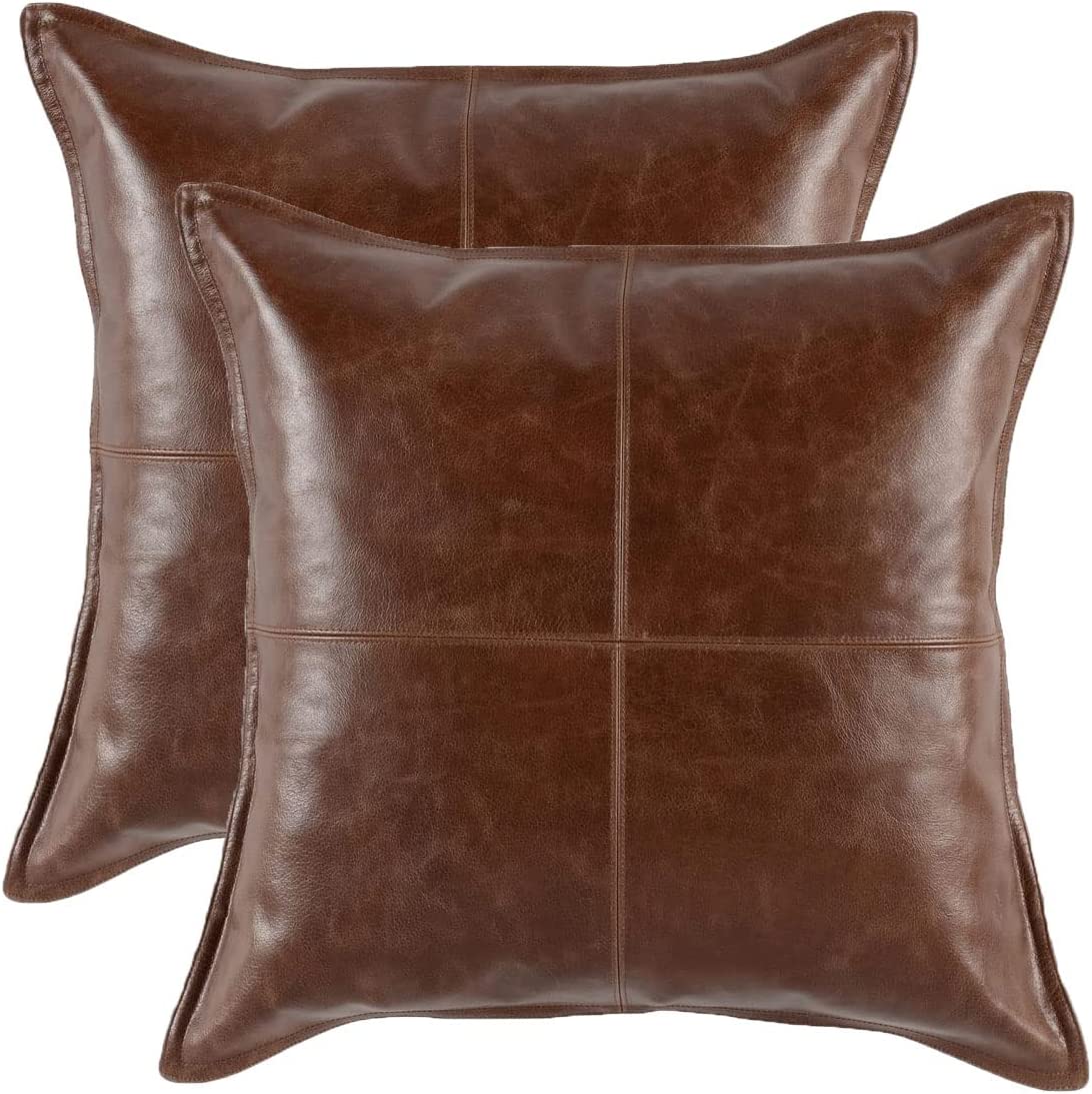 SkinOutfit Genuine Leather Pillow Cover Sofa Cushion Case Decorative