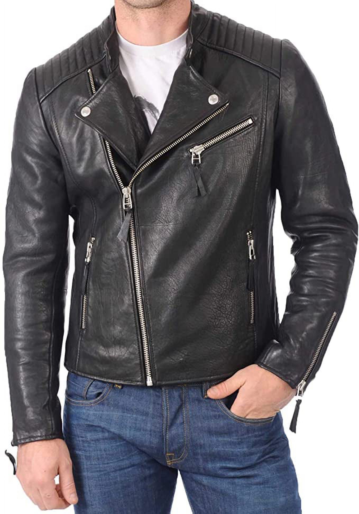 SkinOutfit Men's Leather Jacket Genuine Lambskin Motorcycle Bomber ...