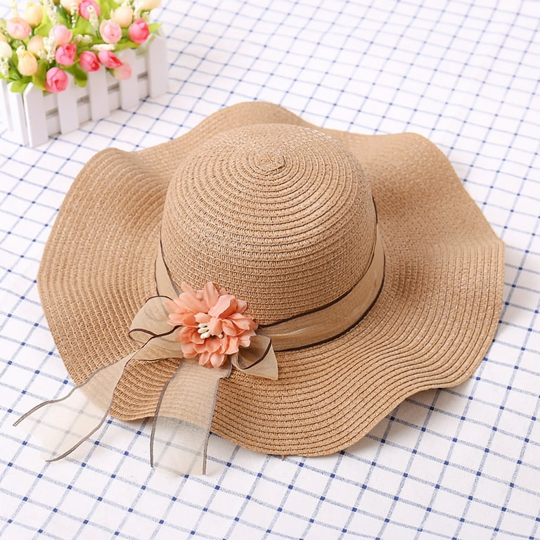 Women Floppy Sun Hat With Wide Brim-Foldable Roll-Up Straw Beach Hat