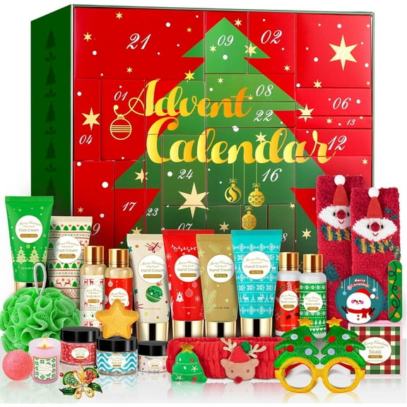 SKINCARE ADVENT CALENDAR 24 Days Beauty Gift Set with Lotions, Scrub, Bath Bombs - Bath and Body Christmas Gift for Women, Mom, Teen Girls