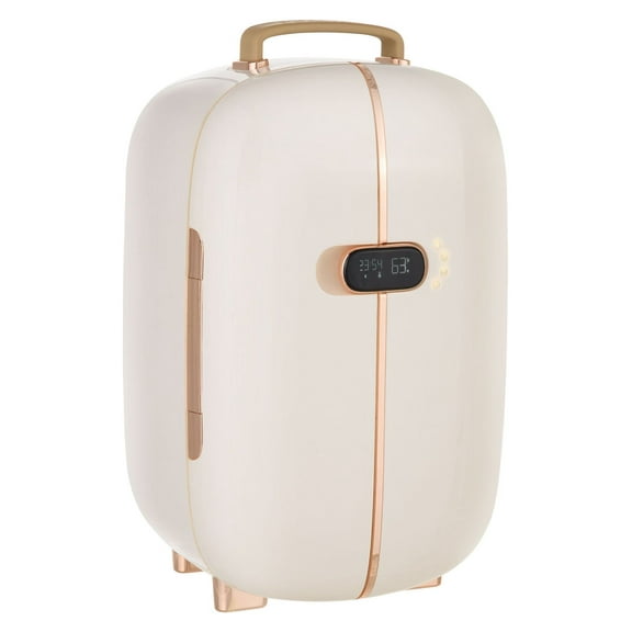 Skincare Fridge 12L - Beauty Refrigerator with LED, Timer & Dual Doors - Cooler & Warmer for Makeup, Skincare - White