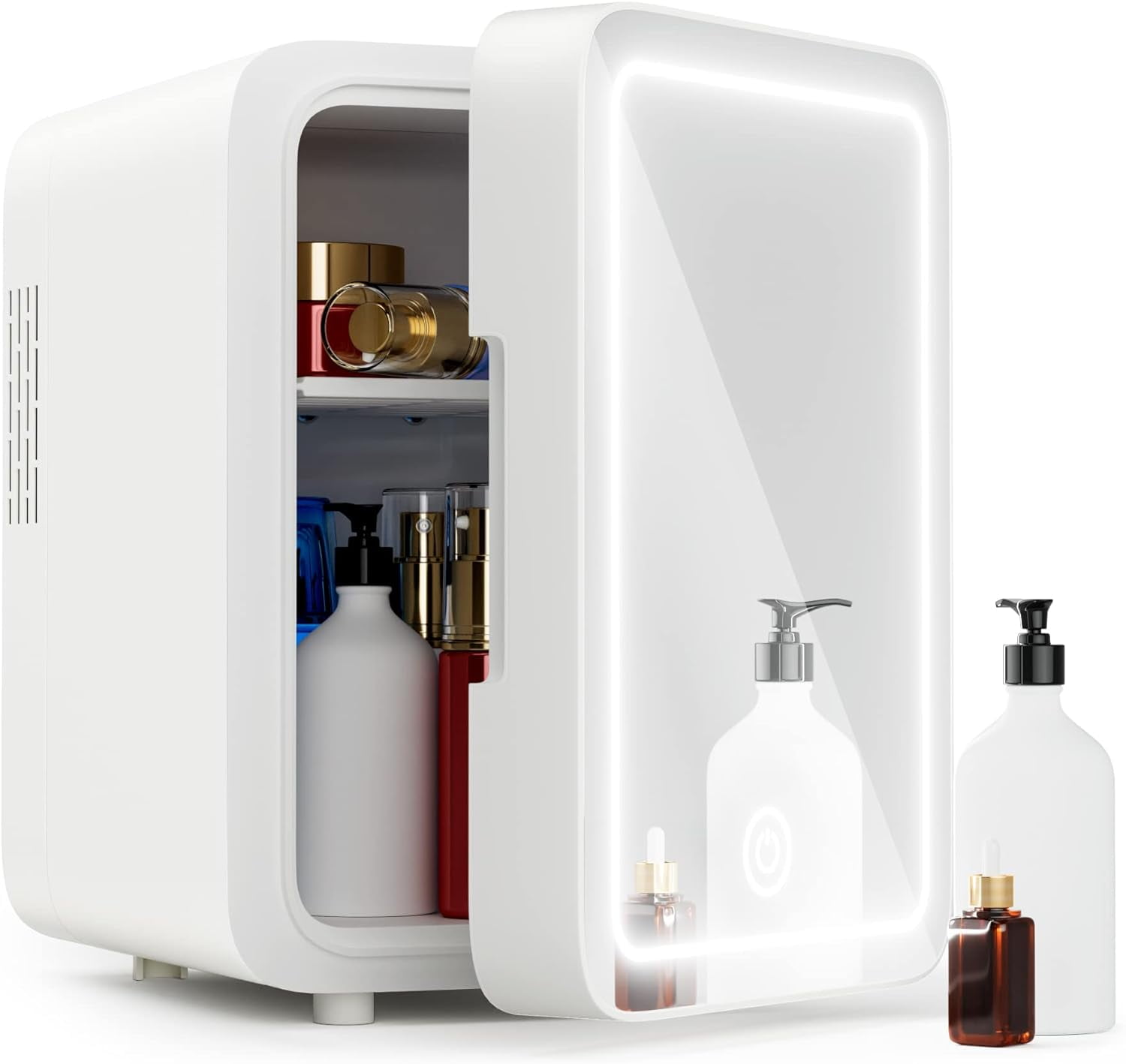 Skincare Fridge With Dimmable LED Light Mirror, 4L Makeup Mini Fridge for Bedroom, Car, Office & Dorm, Cooler & Warmer