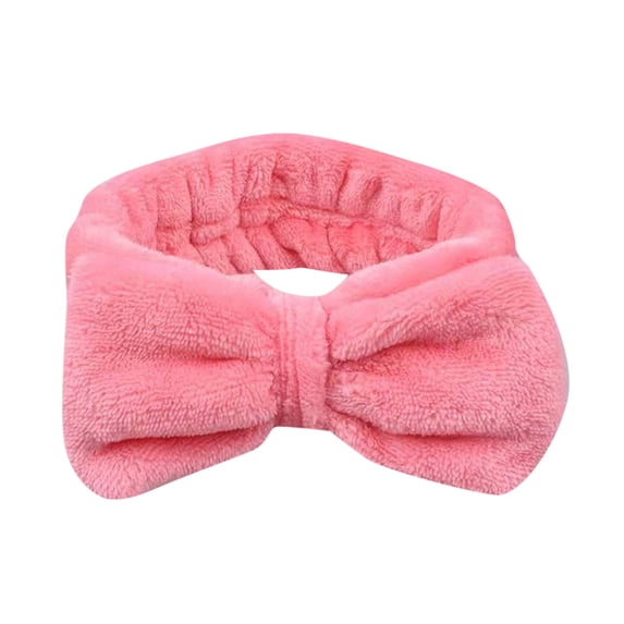 Skincare SPA Headband Washing Face Makeup Headbands with Cute Bow Elastic Plush Soft Headband for Skincare Facial Mask Showers 1 PC Watermelon Red One Size