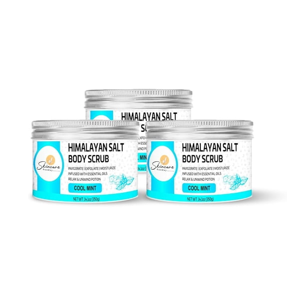 Skincare Sunday Himalayan Salt Body Scrub - | Invigorate | Exfoliate | Moisturize - relax & uniwnd potion (Pack of 3, Cool Mint)