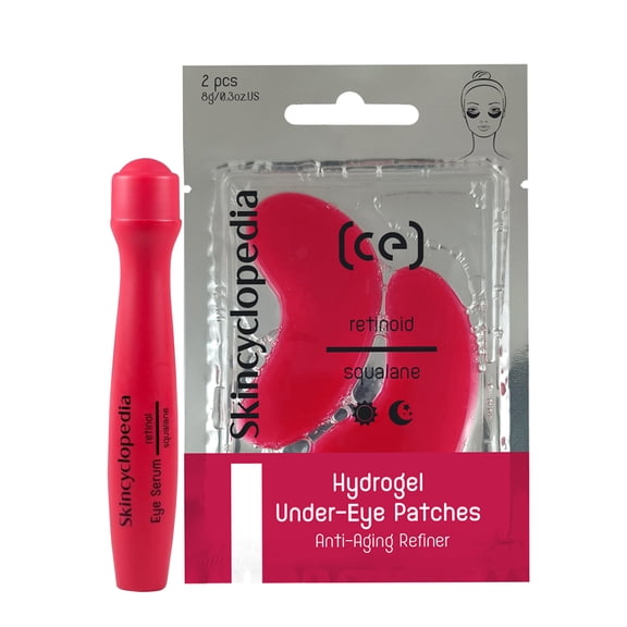 Skincyclopedia Under Eye Treatment, Roll-On +Hydrogel Pads with Retinol & Squalane, Cooling Roller, Energizing Serum for Dark Circles, Puffiness Bags, Fine Lines & Wrinkles, Firms & Brightens Skin