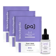 Skincyclopedia Facial Treatment, 1 Serum +3 Sheet Mask, Pure Polyglutamic & Peptide Complex, Ultra-Hydrating, Wrinkle Reduction, Smooths Skin Texture, Brightening for Even Skin Tone, Collagen Booster