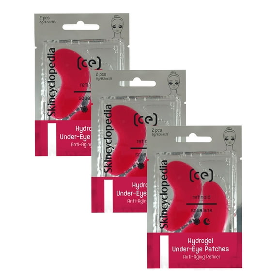 Skincyclopedia High Grade Retinol Hydrogel Eye Patches for Dark Circles, Daily Anti-Aging Refiner, Fight Fine Lines, Wrinkles, & Dark Spots, Texture Repair Vegan. 3Pack