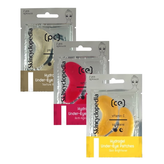 Skincyclopedia Hydrogel Under Eye Patches, High Grade Retinol, Vitamin C & Caffeine for Dark Circles, Skin Brightener, Anti-Aging Refiner, Fight Fine Lines, Wrinkles, Dark Spots.