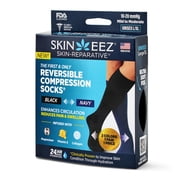 Skineez Hydrating EZ Comfort Reversible Compression Socks, Large XL, Black to Navy 10-20 mmHg