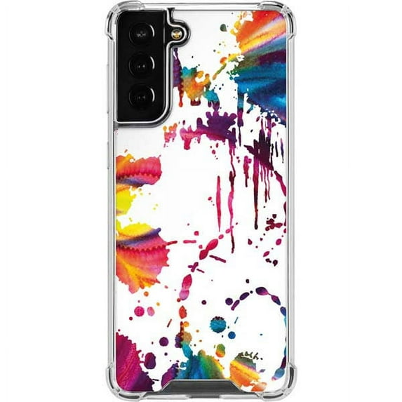 Skinit Abstract Art Chromatic Splatter White Galaxy S22 Plus Clear Case