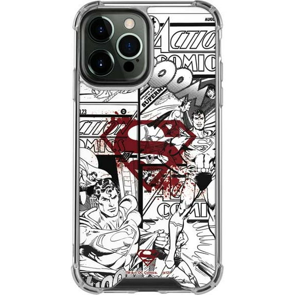Skinit DC Comics Superman Comic Pattern Logo in Red iPhone 14 Pro Max Clear Case