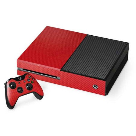 Skinit Textures Red Carbon Fiber Xbox One Console and Controller Bundle Skin