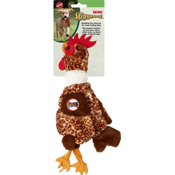 SPOT Skinneeez Mini Chicken Dog Toy, 13", Stuffing-Free Plush Squeaky Toy for Small & Medium Dogs, Light to Moderate Chewers, Multi-Color