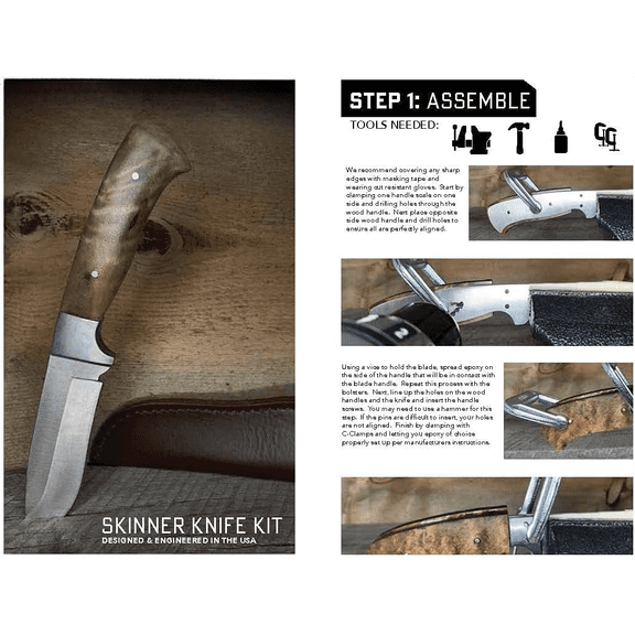 Skinner Knife Making Kit, Fixed Blade with Sheath, Cutlery for Hunting & Fishing, Build Your Own Knives for Sports & Outdoors$$Other