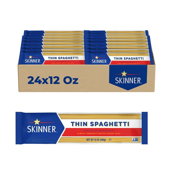 Skinner Spaghetti Thin, 24 Pack (12 oz Each) Pantry Pasta for Weeknight Meals and Easy Prep