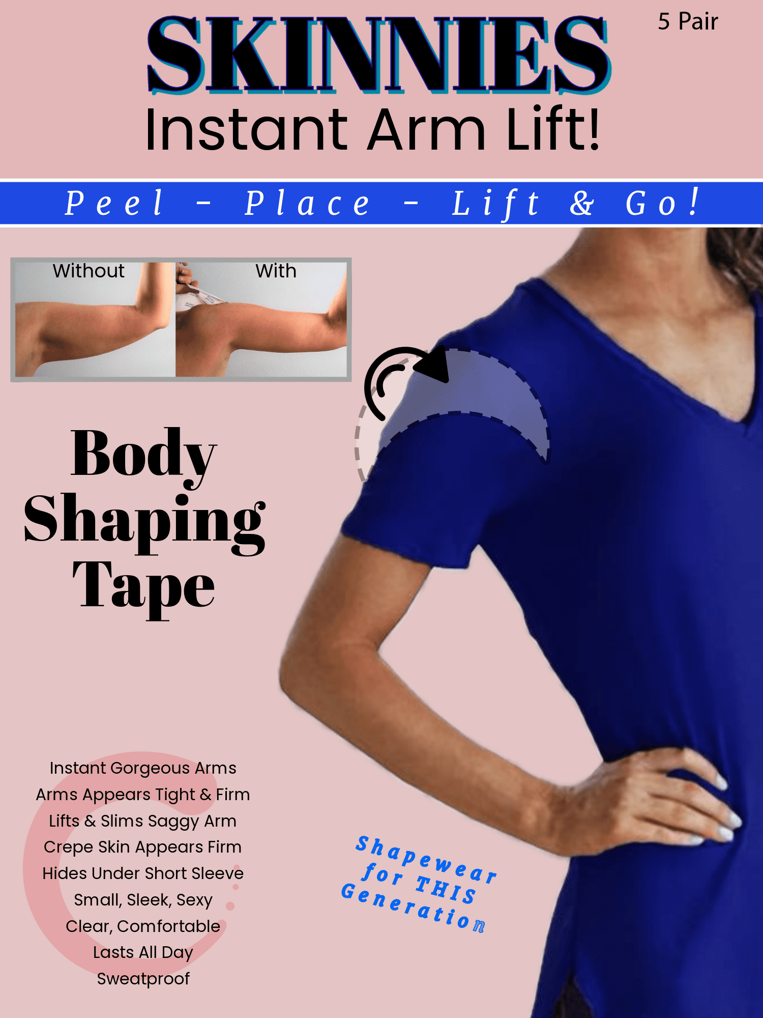 Skinnies Instant Lifts Instant Arm Lift 5 Pr Shark Tank Product