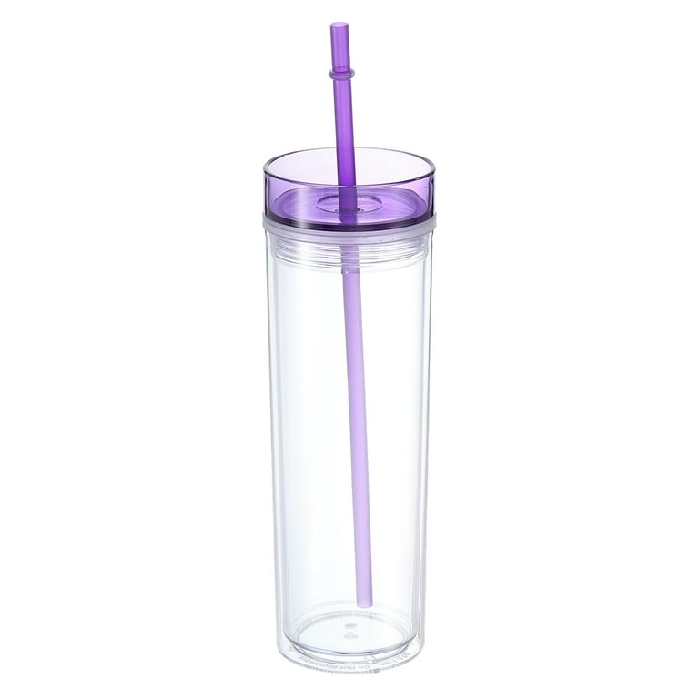 Skinny Acrylic Tumbler with Lid and Straw, 16Oz Clear Tumblers