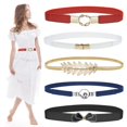 thumbnail image 1 of Skinny Belts for Women 5 Pack, Fashion Dress Belts Stretch Women Waist Belts Plus Size Elastic Waist Band for Dresses, 1 of 6