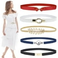thumbnail image 1 of Skinny Belts for Women 5 Pack, Fashion Dress Belts Stretch Women Waist Belts Plus Size Elastic Waist Band for Dresses, 1 of 7