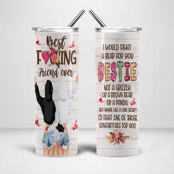 Skinny Best Friends Forever Tumbler, Stainless Steel Insulated Tumbler Cup with Lid, Lovely Gifts for Friends Female, Friendship, Bestie, Soul Sister S1