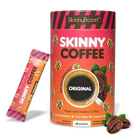 Skinny Boost Skinny Coffee- (Unflavored) Instant Slimming Coffee Blend Made with premium Arabica Coffee, Garcinia Cambogia, Green Tea Extract, Green Coffee Bean Extract, and Prebiotics- Supports Weigh