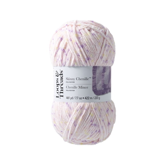 Skinny Chenille Multi Yarn by Loops & Threads - Yarn for Knitting - Crochet - Weaving - and Arts & Crafts - Jellyfish Multi - Polyester - 7.7 oz