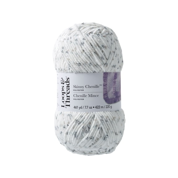 Skinny Chenille Multi Yarn by Loops & Threads - Yarn for Knitting - Crochet - Weaving - and Arts & Crafts - Panda Multi - Polyester - 7.7 oz