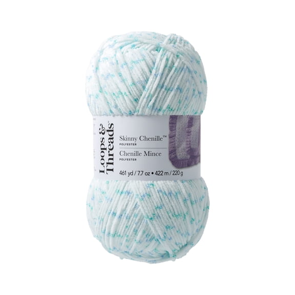 Skinny Chenille Multi Yarn by Loops & Threads - Yarn for Knitting - Crochet - Weaving - and Arts & Crafts - Parrot Multi - Polyester - 7.7 oz