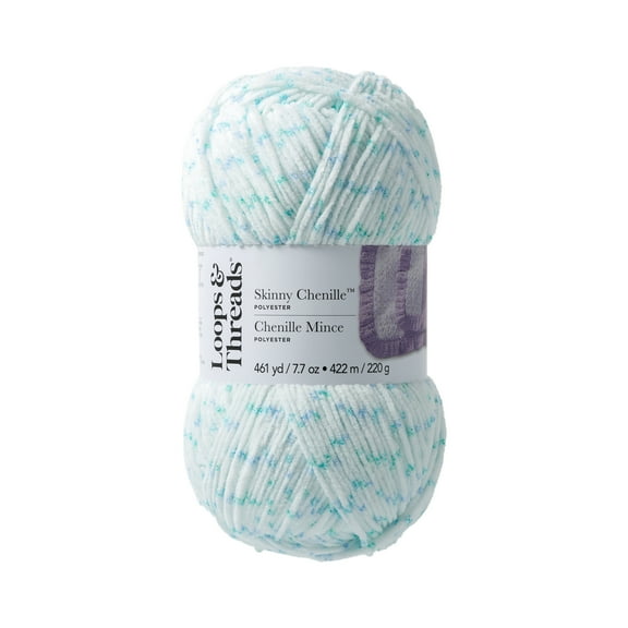 Skinny Chenille Multi Yarn by Loops & Threads - Yarn for Knitting - Crochet - Weaving - and Arts & Crafts - Parrot Multi - Polyester - 7.7 oz