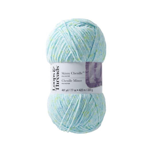 Skinny Chenille Multi Yarn by Loops & Threads - Yarn for Knitting - Crochet - Weaving - and Arts & Crafts - Tigerfish Multi - Polyester - 7.7 oz