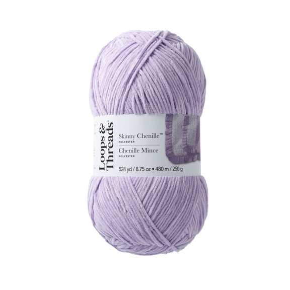 Skinny Chenille Yarn by Loops & Threads - Yarn for Knitting - Crochet - Weaving - and Arts & Crafts - Purple - Polyester - 8.75 oz