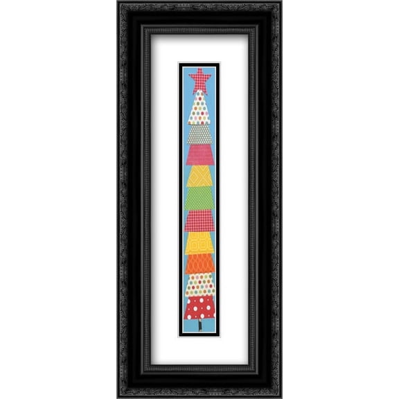 Skinny Colorful Tree - Turquoise 2x Matted 10x24 Black Ornate Framed Art Print by Rogosich, Alli