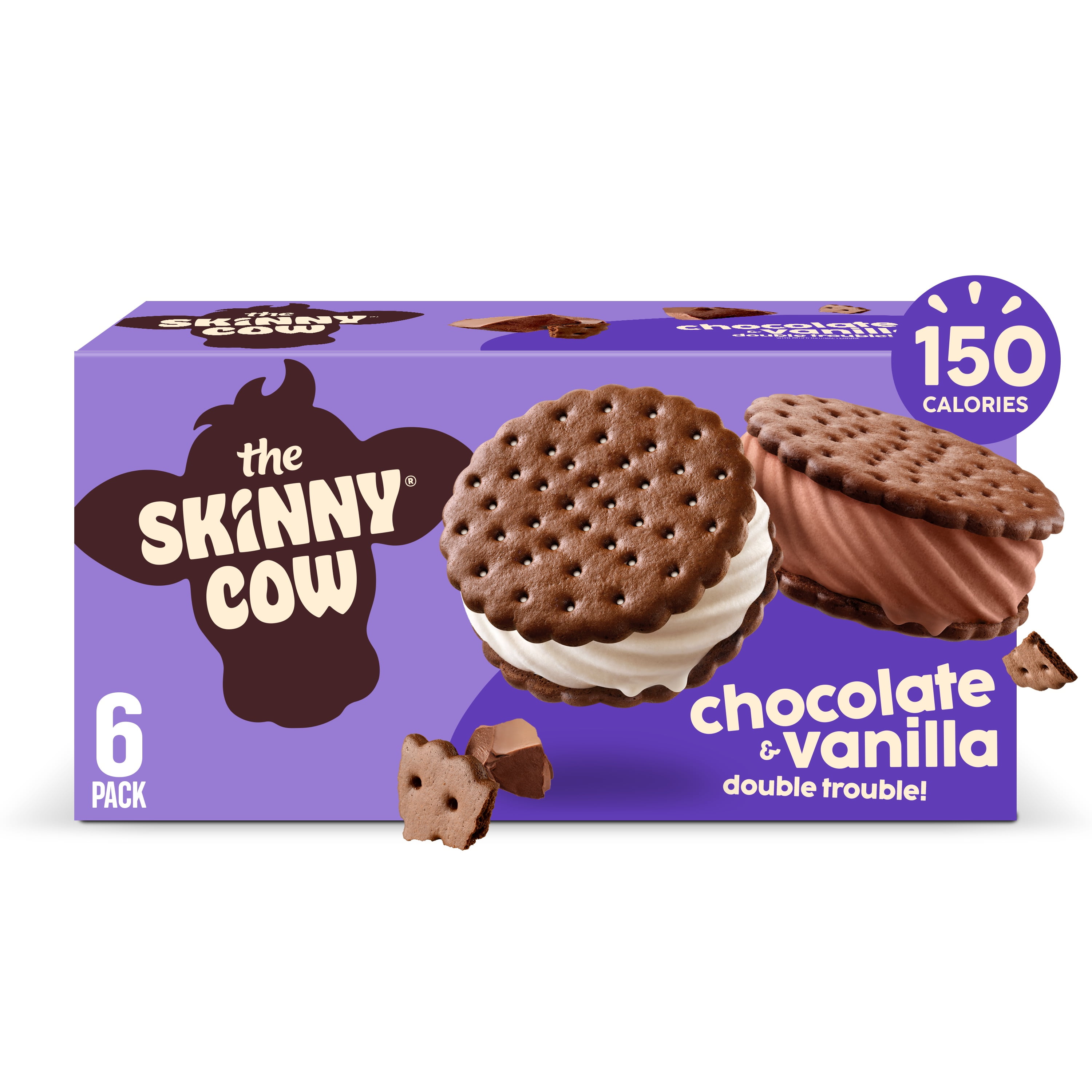 Skinny Cow Dynamic Duo Vanilla & Chocolate Ice Cream Sandwiches, 6 Count, 24.0 oz